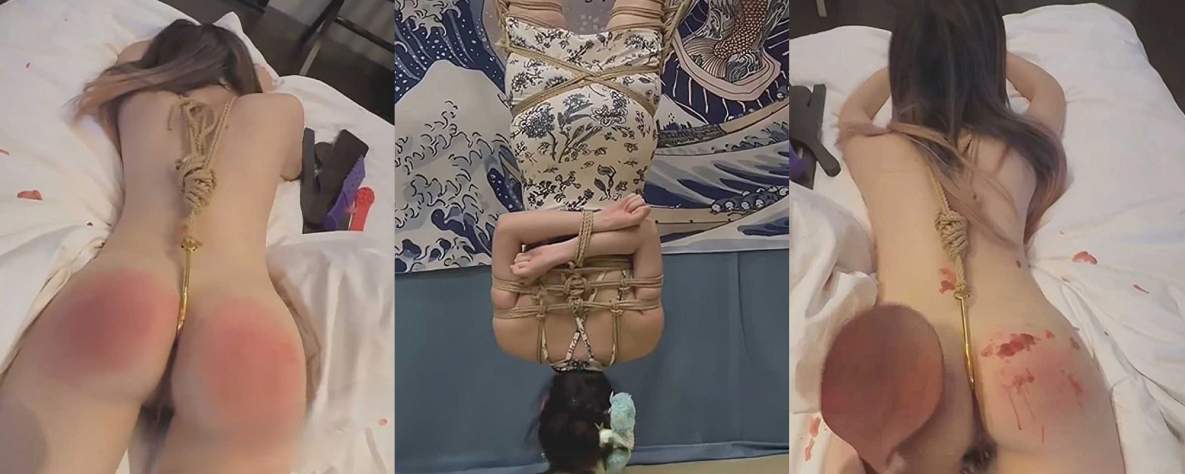 SM女王网红倒被调教 双手反绑倒立虐臀 蜜桃翘臀承受鞭打酷刑 施暴者却弃之不顾