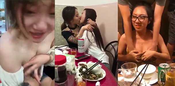 饭馆餐桌上的淫乱行为甄选 各种扒妹子的奶罩喝奶 抓美乳 吃奶子